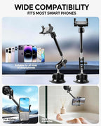 leepiya Phone Mount for car, 360° Adjustable Dashboard Windshield Car Phone Holder Mount, Ultra-Durable Metal,car Mount for Camera vlogging, Car Phone Mount for iPhone Samsung All Smartphones