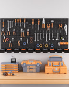 INCLY 158PCS Metal Pegboard Wall Organizer, 48x24 Inch Black Pegboard Panels Tool Organizer Kit with Accessories Hooks and Bi