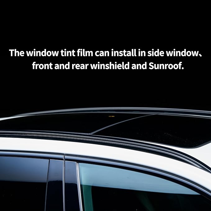 Car Window Tint Film Window Privacy Film Car Carbon 2 PLY PET 24.61 ft x 23.62 Inch 1 Pc Gray VLT 70% IRR 20% UVR 40%