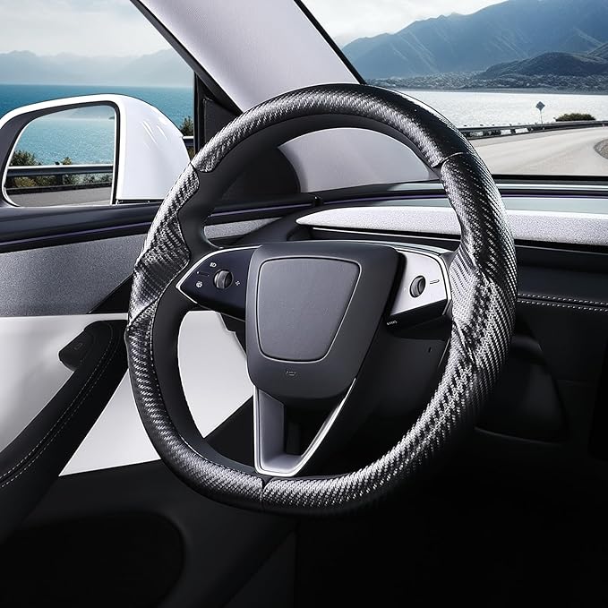Steering Wheel Cover for Tesla Model Y Juniper (2025- Present) Model 3 Highland (2024- Present), Steering Wheel Accessories for Tesla Model Y Juniper / 3 Highland