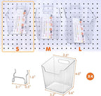 LIGHT DUST Clear Pegboard Cups with Hooks, 1/8" & 1/4" Peg Board Orangizer Accessories Aesthetic Decoration for Garage Workbe