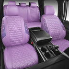 CAR PASS Light Purple Bling Diamond Leather Car Seat Covers Full Sets, Waterproof Shining Glitter Sparkly Crystal Universal A