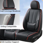 Coverado Car Seat Covers Full Set, Seat Covers for Cars, Black Car Seat Protector Waterproof, Nappa Leather Car Seat Cushion,