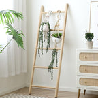 FUIN Fully Assembled 57in Bamboo Blanket Ladders Living Room Wood Decorative Wall Leaning Farmhouse Quilt Display Holder Rust