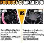 Bling Soft Leather Steering Wheel Cover, 15 Inch Colorful Rhinestones Auto Elastic Protector with Crystal Diamond for Women G