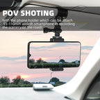 Car Sun Visor Mount for Insta360 X5 X4 X3, Car Mount Inside Holder with Phone Clip for DJI Osmo Pocket 3/360 Action 5 Pro 4 3/Xtra Muse, Go-Pro POV Mount Vlog/Video Smartphone Accessories