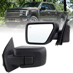 Left Driver Side Door Mirror Compatible With 2021 2022 2023 2024 2025 2026 Ford F150 With Power Glass Manual Folding Heated Blind Spot Matte Black Replace#ML3Z17683VA(7 Pins)