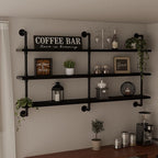 Industrial Pipe Shelving Rustic Black Pipe Wall Shelves Industrial Shelves with Wood Planks Floating Shelves 60 Inch Farmhous