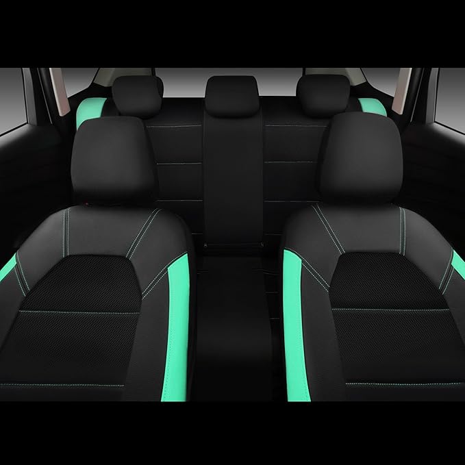 CAR PASS Leather Seat Covers, Breathable Universal Car Seat Cover Full Set for Cute Women Girly,Super 5mm Composite Sponge In