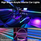Interior Car LED Strip Lights, Acrylic LED Lights RGB Dreamcolor 10 in 1 with 175 inches 593 LEDs Fiber Optic Ambient Lighting Kits,APP and Remote Control 16 Million Colors Car Neon Lights