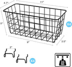 4 Pack Pegboard Baskets, Black Metal Shelves Hooks to 1/8" and 1/4" Hole Peg Boards, Peg Board Baskets Bins Set - Organize To