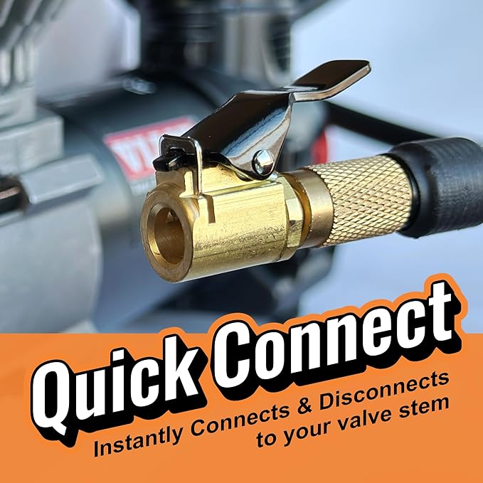 Chuck Mates Premium Quick-Connect Tire Inflator Air Chuck – Locking Adapter for Air Compressors & Valve Stems (2 Pack) Open-Type Speed Clip