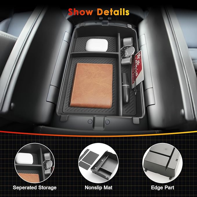 for 2026 Hyundai Palisade Center Console Organizer ONLY for 2026 Palisade Hybrid Calligraphy 7-Seater Armrest Box Secondary Storage Glove Box Accessories (2026 Palisade Upper Console Organizer)