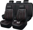 CAR PASS 3D Foam Faux Leather Car Seat Covers Full Set, Red Waterproof Leather Seat Cover for Cars,Luxury Universal Fit for S