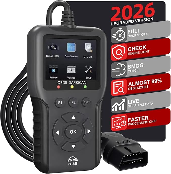 2026 Enhanced Universal OBD2 Scanner, Check Engine Code Reader - 45000+ Fault Codes, Live Data, I/M Readiness, Battery Voltage