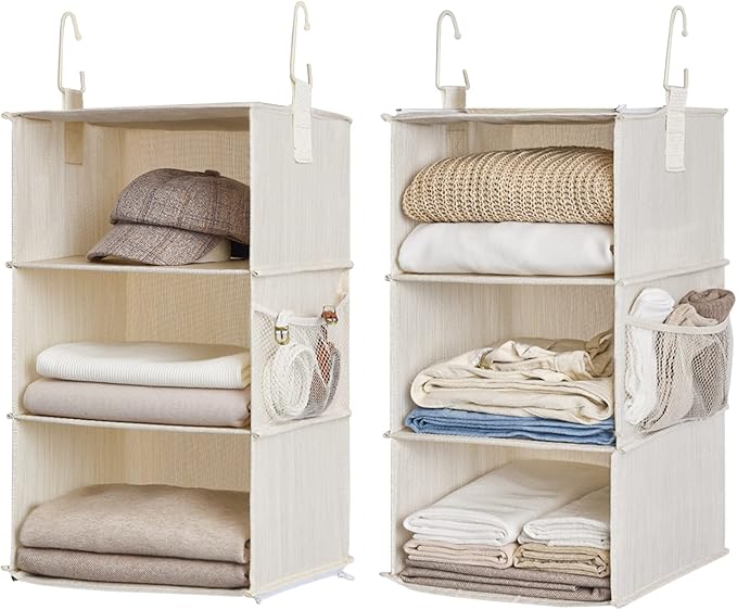 StorageWorks 6-Shelf Closet Organizers, Two 3-Shelf Separable Hanging Shelves for Closet, 12" D x 12" W x 48 ¼"H, Mixing of B