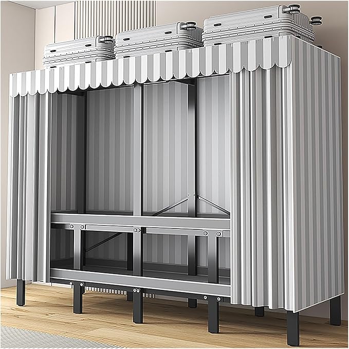 Foldable Portable Wardrobe Closet with Cover, Metal Clothes Rack, One-Piece Folding Base, Foldable Garment Racks, for Hanging