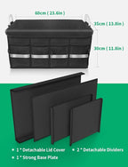 Oasser Trunk Organizer Cargo Organizer Trunk Storage Waterproof Collapsible Durable Multi Compartments with Foldable Hard Cover