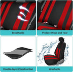 FH Group Car Seat Cover Full Set Striking Striped Car Seat Covers with Front Seat Covers and Rear Split Bench, Universal Fit 