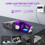 Handheld Vacuum Cordless, 15000PA Powerful Suction Car Vacuum Cleaner Lightweight with Multi Accessories, Hand held Vacuum Cl