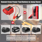 Jump Starter Adapter for Milwaukee M18 18V Li-ion Battery Powered with 12V Jumper Cables &Clamps for 3.5L Vehicles,Portable Car Charger Jump Starter (Battery not Included)