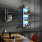 4-Tier Wall Shelf Unit with RGB Lights, Floating Lack Shelf for Home Decor, Wall Mounted Vertical Display Shelf for Bedroom L