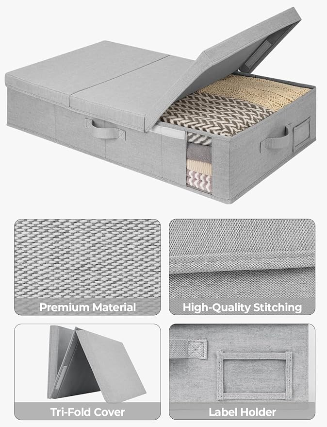 StorageWorks Under Bed Storage with Lid with Shoe Organizer for Closet