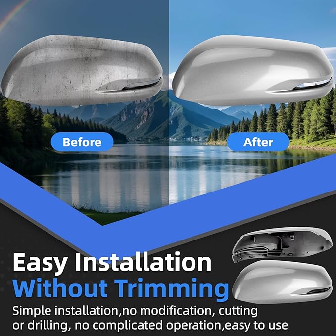 Driver Side Mirror Cover Replacement for Honda CRV 2017 2018 2019 2020 2021 2022 - Left Side Mirror Covers, Rear View Mirror Cap Accessories Grey, With Lamp