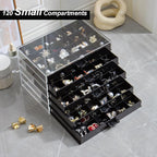 YUFONG Earring Storage Box Organizer, Acrylic Jewelry Storage Box Holder 5 Drawers Transparent Jewelry Display Stand with 120