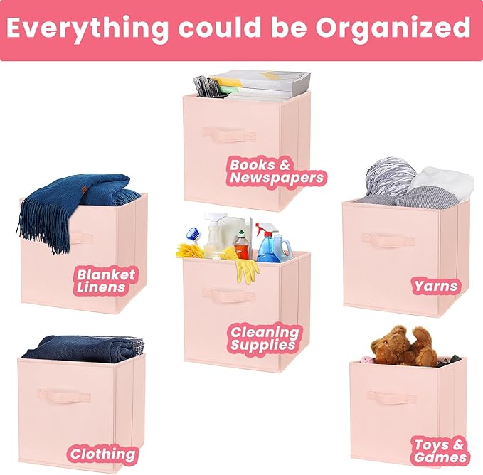 Criusia Storage Cubes- 11 Inch Cube Storage Bins for Organizing Shelves - Nursery Closet Organization Bins for Clothes Blanke