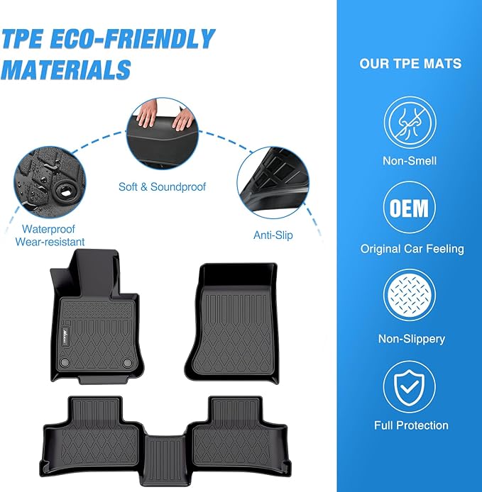 Nilight TPE Floor Mats for Mercedes Benz GLC 300 GLC 43 AMG 2023 2024 2025 2026 All Weather Custom Fit Heavy Duty Floor Liners