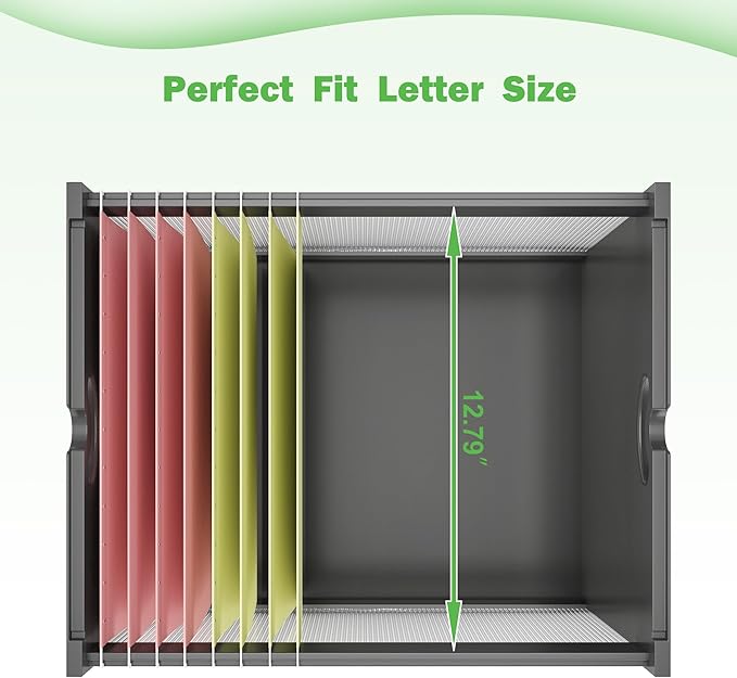 Hanging File Box Organizer for Letter Size, 2 Pack Bamboo Acrylic File Folder Storage with Lid Clear Moving Boxes Wood with H