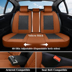 Coverado Car Seat Covers Full Set, Nappa Leather Seat Covers for Car, Waterproof Car Seat Protector with Lumbar Support, Auto