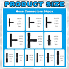 6PCS 5Ft Silicone Vacuum Hose Automotive Kit,ID 3/8",5/16",1/4",3/16",5/32",1/8" Vacuum Lines Automotive with Tee/Straight/Re