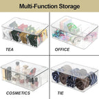 ZEXALOR Clear Tea Bag Organizer, Dresser Organizers Drawer Organzier Storage Container with Removable Dividers, Plastic Stora