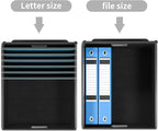 Huolewa Portable File Organizer Boxes Set of 4, Large Linen Hanging Office Document Storage Boxes with Lids, Collapsible Fili