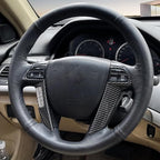 Carbon Fiber Style Steering Wheel Trim Cover Frame ABS Decal Interior Moulding AccessoriesFit for Honda Accord 2008 2009 2010 2011 2012 (Button on The Left Side)