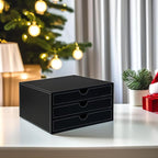 UnionBasic Document Organizer, 3-Drawer File Cabinet Document Storage Box, Office Desktop Filing Organizer, Black with White 
