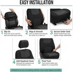 FH Group Bright Flat Cloth Full Set Automotive Seat Covers Front Set and Rear Solid Bench Black Seat Covers w. Gift Universal