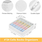 Joyoldelf Sock Drawer Organizer Divider Underwear Organizer 24-cell Fabric Dresser Drawer Organizers Storage Boxes for Socks 