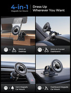 LISEN for Magsafe Car Mount, Magnetic Phone Holder for Car Vent Phone Mount, Hands Free Phone Mount for Car Accessories Dashboard Windshield Vent Cell Phone Holder for iPhone Car Mount Silver Kits