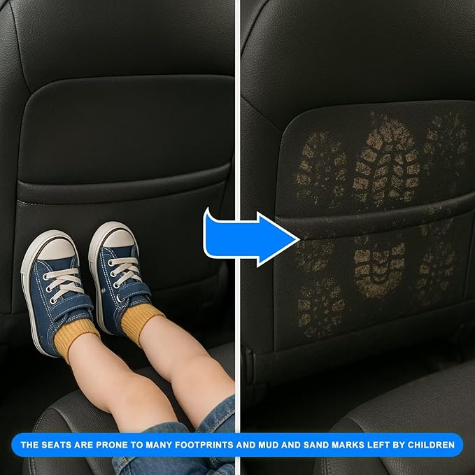 Back Seat Protector 2 Pack Fit For Lexus ES Series Car Kick Mats with Touch Screen Tablet Holder Storage Organizer Waterproof Dirt Proof Faux Leather Auto Accessories for Kids (1 Pair Black)