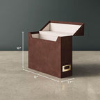 Smead Flip Top File Box, 10" x 3.7" x 13", Brown Vegan Leather, Gold Metal Nameplate (70234)