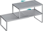 SONGMICS Spice Racks, Set of 2 Expandable Kitchen Countertop Shelves, Small Cupboard Organizers, Metal, Space-Saving Tabletop