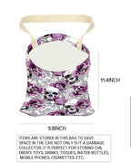 Car Garbage Can, Hanging Car Trash Can for Back Seat Organizer, Cool Skull Flowers