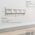 Prepac 60" Contemporary Wall Mounted Coat Rack, Coat Hooks Wall Mount with 4 Shelves, Ideal for Hallway or Entryway Storage S