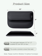 Premium Leather Car Seat Gap Filler Organizer (0.2”-1.2" Gaps), Clever Gifts for Car SUV Truck Owners (Black, 2 Pack)