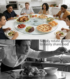 20" Glass Lazy Susan for Dining Table, Glass Turntable Table Centerpiece with 6 Rotating Wheels, 360° Smooth and Silent Spin 