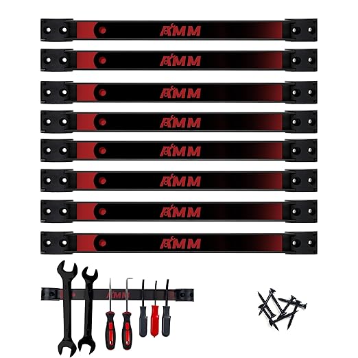 AMM 8PCS Magnetic Tool Holder Strip, 12" Heavy Duty Tool Organizer Magnetic Strip with Mounting Screws, Tool Magnet Bar for T