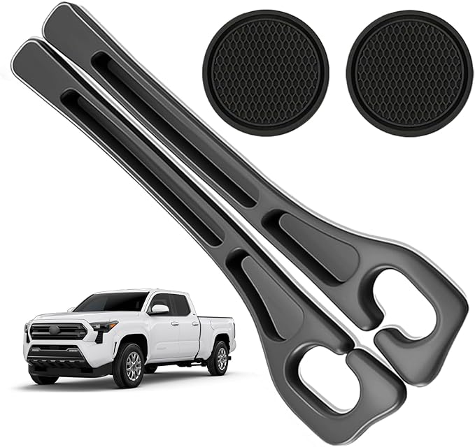 Car Seat Gap Filler Organizer Compatible with Toyota Tacoma Accessories Seat Gap Plug Blocker with Storage Slot Non-Slip Car Cup Holder Coaster Black